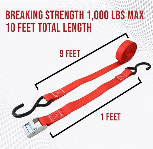 BoxerTool Cam Buckle Tie Down Straps 16 Pack - Lashing Straps Cargo Tie Down Strap 1" x 10' Ratchet Tie Down Straps Coated S-Hooks 1,000lbs Capacity Securing Straps in Kuwait