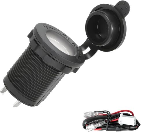 Cigarette Lighter Socket, Waterproof Dustproof 12V Power Outlet Socket Receptacle for Car Marine Motorcycle ATV (Blue) in Kuwait