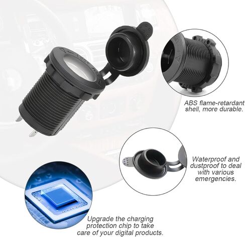 Cigarette Lighter Socket, Waterproof Dustproof 12V Power Outlet Socket Receptacle for Car Marine Motorcycle ATV (Blue) in Kuwait