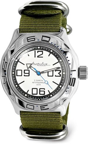 فوستوك | ساعة يد غواص أمفيبيا 100816 أوتوماتيكية ذاتية الملء | الحزام الأخضر in Kuwait