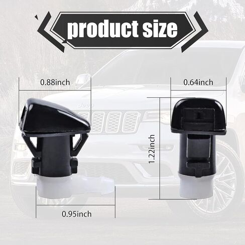قطعتان من غسالة الزجاج الأمامي للسيارة، فوهة فتحة واحدة، قطع غيار سيارات صغيرة محمولة، متوافقة مع موديلات جيب جراند شيروكي، دودج جراند كارافان، دودج دورانجو (أسود #902) in Kuwait