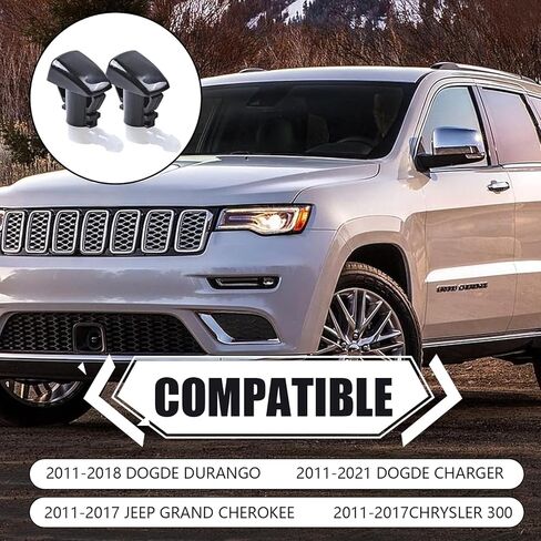 قطعتان من غسالة الزجاج الأمامي للسيارة، فوهة فتحة واحدة، قطع غيار سيارات صغيرة محمولة، متوافقة مع موديلات جيب جراند شيروكي، دودج جراند كارافان، دودج دورانجو (أسود #902) in Kuwait