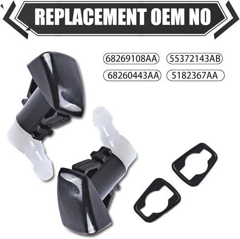 قطعتان من غسالة الزجاج الأمامي للسيارة، فوهة فتحة واحدة، قطع غيار سيارات صغيرة محمولة، متوافقة مع موديلات جيب جراند شيروكي، دودج جراند كارافان، دودج دورانجو (أسود #902) in Kuwait