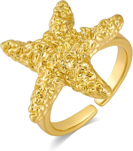 Gold Conch Shell Starfish Rings for Women Adjustable Chunky Open Stackable Seashell Rings Bohemian Statement Rings Summer Ocean Punk Jewelry in Kuwait
