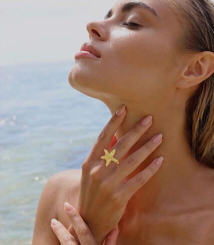 Gold Conch Shell Starfish Rings for Women Adjustable Chunky Open Stackable Seashell Rings Bohemian Statement Rings Summer Ocean Punk Jewelry in Kuwait