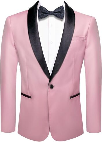 Hi-Tie Mens One Button Blazer Shawl Lapel Tuxedo Slim-Fit Suit Jacket for Wedding Party Banquet in Saudi Arabia