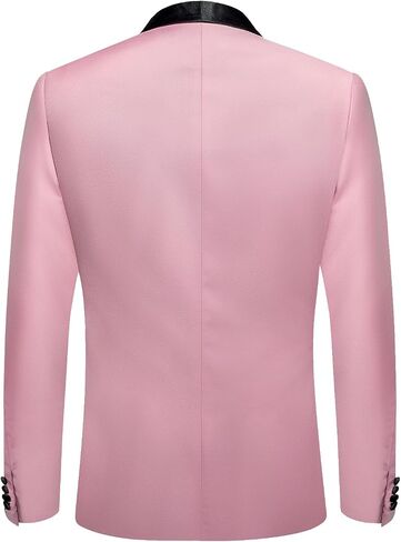 Hi-Tie Mens One Button Blazer Shawl Lapel Tuxedo Slim-Fit Suit Jacket for Wedding Party Banquet in Saudi Arabia