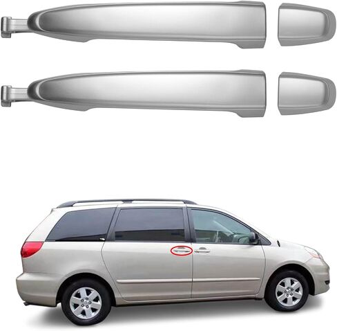2Pcs Sliding Door Handles for Toyota Sienna 2004 2005 2006 2007 2008 2009 2010,Rear Left Driver & Right Passenger Side,Black in Kuwait