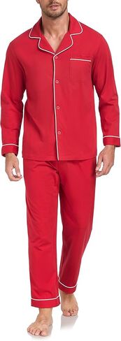 COLORFULLEAF Men's Pajama Sets 100% Cotton Soft Breathable Long Sleeve Mens Sleepwear in Kuwait
