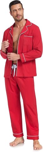 COLORFULLEAF Men's Pajama Sets 100% Cotton Soft Breathable Long Sleeve Mens Sleepwear in Kuwait