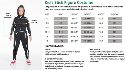 HSCTEK Light Up Child Stick Figure Costume in Kuwait