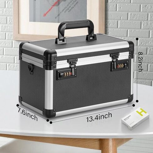 Lock Box for Medication - 13.4 x 7.6 x 8.2 Inch Medicine Organizer Case with Combination Lock, First Aid Kit Empty, Lockbox with Code, Portable Storage Box for Home School, Tactical Black in Saudi Arabia