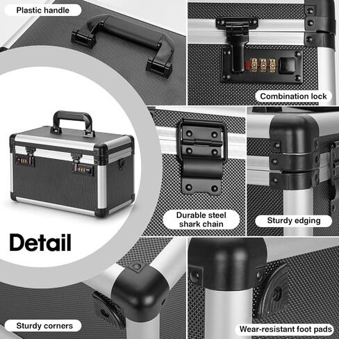 Lock Box for Medication - 13.4 x 7.6 x 8.2 Inch Medicine Organizer Case with Combination Lock, First Aid Kit Empty, Lockbox with Code, Portable Storage Box for Home School, Tactical Black in Saudi Arabia