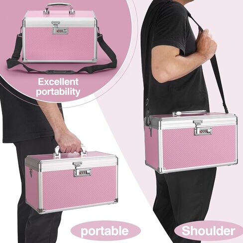 Lock Box for Medication - 13.4 x 7.6 x 8.2 Inch Medicine Organizer Case with Combination Lock, First Aid Kit Empty, Lockbox with Code, Portable Storage Box for Home School, Tactical Black in Saudi Arabia
