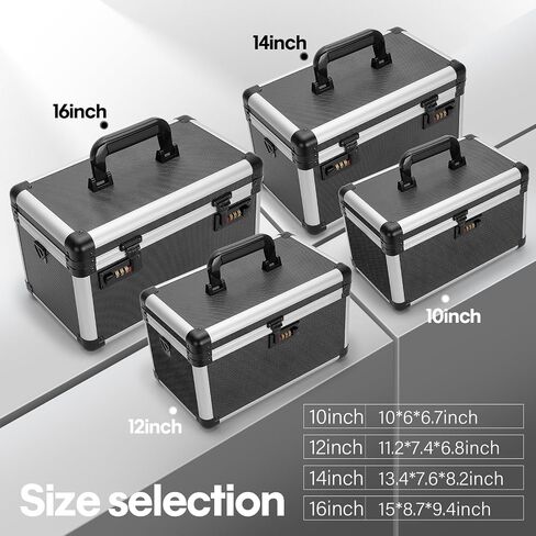 Lock Box for Medication - 13.4 x 7.6 x 8.2 Inch Medicine Organizer Case with Combination Lock, First Aid Kit Empty, Lockbox with Code, Portable Storage Box for Home School, Tactical Black in Saudi Arabia