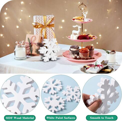 3 قطع من ندفة الثلج الخشبية الشتوية ديكور عيد الميلاد الخشبي ندفة الثلج علامات طاولة ندفة الثلج البيضاء كتل خشبية لعيد الميلاد صينية خشبية متدرجة ديكورات لعيد الميلاد مزرعة المنزل ديكور رف الطاولة، 3 أنماط in Kuwait