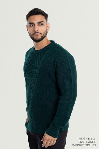 X RAY Mens Crew Neck Sweater, Cable Knit Crewneck Pullover Sweaters for Men in Kuwait