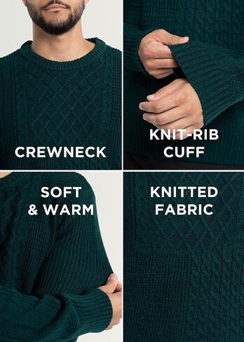X RAY Mens Crew Neck Sweater, Cable Knit Crewneck Pullover Sweaters for Men in Kuwait