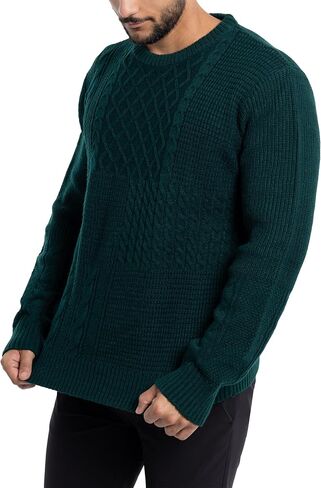 X RAY Mens Crew Neck Sweater, Cable Knit Crewneck Pullover Sweaters for Men in Kuwait