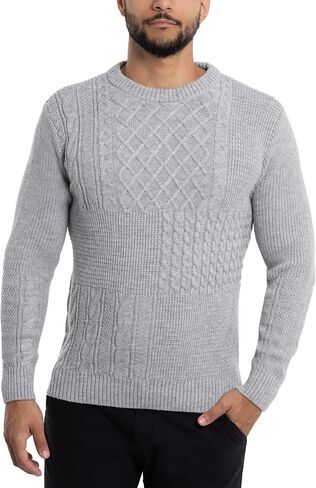 X RAY Mens Crew Neck Sweater, Cable Knit Crewneck Pullover Sweaters for Men in Kuwait