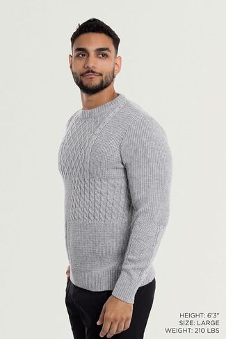 X RAY Mens Crew Neck Sweater, Cable Knit Crewneck Pullover Sweaters for Men in Kuwait