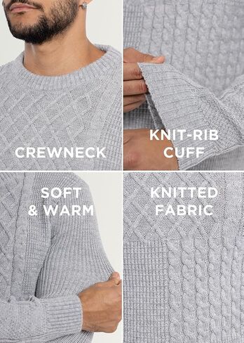 X RAY Mens Crew Neck Sweater, Cable Knit Crewneck Pullover Sweaters for Men in Kuwait