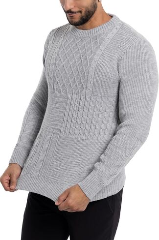 X RAY Mens Crew Neck Sweater, Cable Knit Crewneck Pullover Sweaters for Men in Kuwait