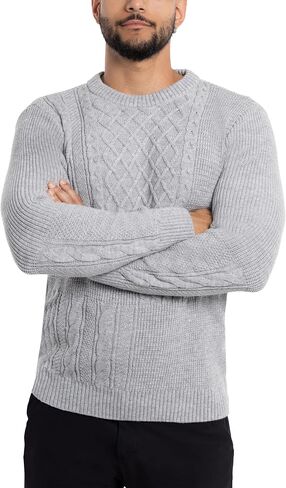 X RAY Mens Crew Neck Sweater, Cable Knit Crewneck Pullover Sweaters for Men in Kuwait