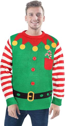 Ugly Christmas Sweater for Women Men, Funny Green Elf/Santa Claus Pullover Christmas Sweater,Vintage Ugly Sweater Jumper in Saudi Arabia