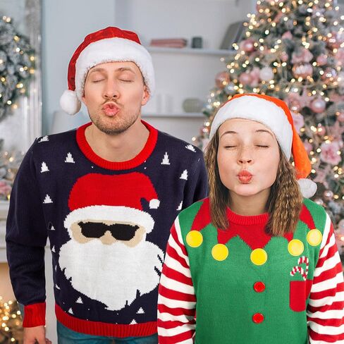 Ugly Christmas Sweater for Women Men, Funny Green Elf/Santa Claus Pullover Christmas Sweater,Vintage Ugly Sweater Jumper in Saudi Arabia