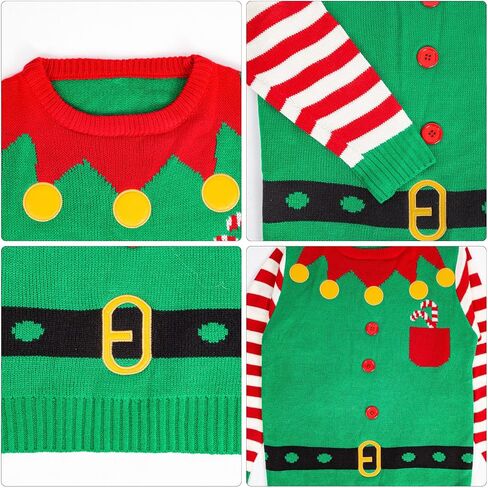 Ugly Christmas Sweater for Women Men, Funny Green Elf/Santa Claus Pullover Christmas Sweater,Vintage Ugly Sweater Jumper in Saudi Arabia