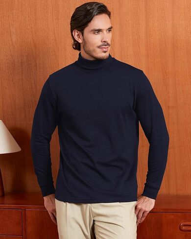 Kallspin Men's Cotton Turtleneck Pullover Long Sleeve Basic Tops Sweater for Casual in Kuwait
