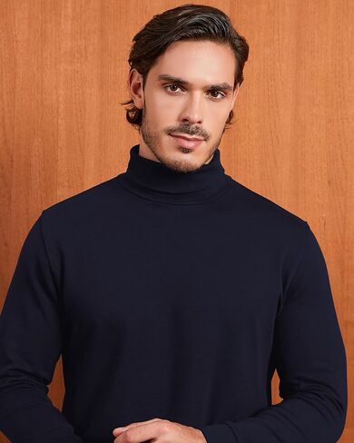 Kallspin Men's Cotton Turtleneck Pullover Long Sleeve Basic Tops Sweater for Casual in Kuwait