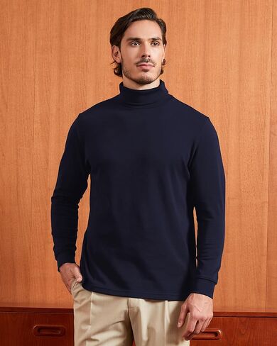 Kallspin Men's Cotton Turtleneck Pullover Long Sleeve Basic Tops Sweater for Casual in Kuwait