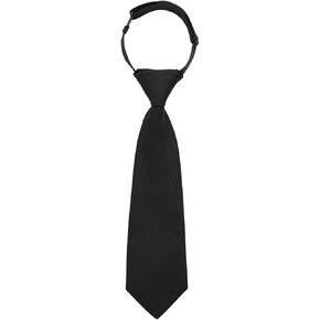 Toddler Tie, Boys Black Ties 4-7, Clip On Pre Tied Adjustable Solid Color Kids Short Necktie Wedding School Uniforms
