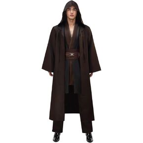 Men's Anakin Skywalker Costume Adult Halloween Anakin Costume Tunic Hooded Robe Outfits Cosplay Full Set Uniform