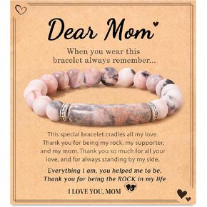Seyaa 8mm Natural Stone Bracelet Gifts for Mom Grandma, 30 50th Birthday Gifts for Women Mother's Day Valentine's Day Christmas Gifts for Her