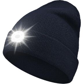 Beanie with Light, Tyep-C Rechargeable LED Hat, Suitable for Running Hiking Walking and Working, Best Gifts for Men Women