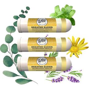 Wild Essentials 3 Pack of Breathe Easier Aromatherapy Nasal Inhalers Made with 100% Natural, Premium Grade Essential Oils, Allergies, Sinus, Clearing