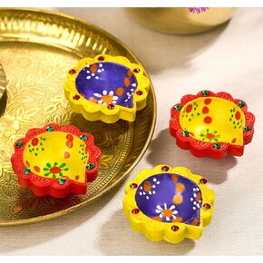 IndoTribe 12Pc Diwali Diyas For Decoration Diwali Decorations For Home Diwali Lights Diwali Decor Diwali Diya Diwali Candle Diwali Gifts For Friends Clay Diya For Diwali Tea Lights Candles Diwali Diya