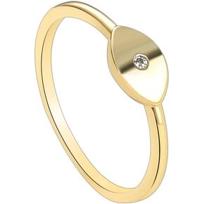 CZ Eye Promise Band Ring for Women Girls 14K Gold Plated Dainty Cute Crystal Evil Statement Stackable Finger Rings Comfort Fit Fashion Birthday Wedding Holiday Jewelry Gift