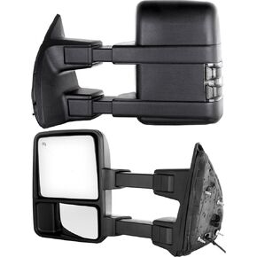 Power Control Tow Mirrors Compatible for 2008-2016 For Ford For F-250 For F-350 for F-450 For F-550 Super Duty Side Mirror with Heated Defrost Function Turn Signal Light Manual Telescoping (A Pair