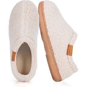 Memory Foam Slippers for Women - Indoor Cozy House Slip-on with Warm Curly Full