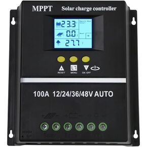100A MPPT Solar Charge Controller 12V 24V 36V 48V LCD Display Battery Intelligent Regulator Max 100V Input Dual USB for Lead-Acid/Lithium (100A)