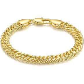 14K Gold Bracelets for Womens Gold Bracelet Mens Bracelets for Men Cuban Link 14K Gold Chain Bracelet for Women Trendy Timeless Style Dainty Gold Bracelet (6.5, 7, 7.5, 8, 9 in)