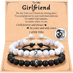 UNGENT THEM Matching Couple Rings Bracelets Valentine's Day Anniversary Birthday Engagement Gifts for Boyfriend Husband Fiance Girlfriend Wife