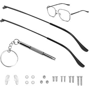 FERCAISH 1 Pair Eyeglass Replacement Arm, Universal Sunglasses Arm Legs Arm Replacement - Metal Glasses Replacement Temple for Sunglasses Eyewear Eyeglasses Repair(Black)