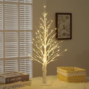 Tabletop Lighted Birch Tree for Christmas Decorations,156led,1.96FT Simulation Lamp,Battery Operated&USB Power,Lighted Birch Trees for Indoor Decor,for Home Festival Party Christmas,Timer