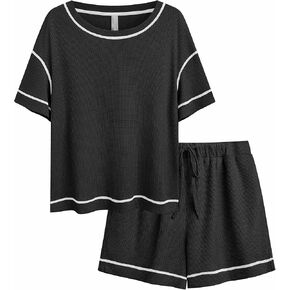 NORACORA Womens Pajama Sets Waffle Knit Lounge Set 2 Piece Matching Set Loungewear With Pockets