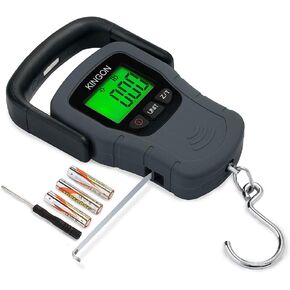 Digital Hanging Luggage Scale with Comfortable Handle and Large Hook, 110lb/50kg, Backlit Portable Scale for Travel Essentials with Tare/Hold Function, AAA Batteries Included